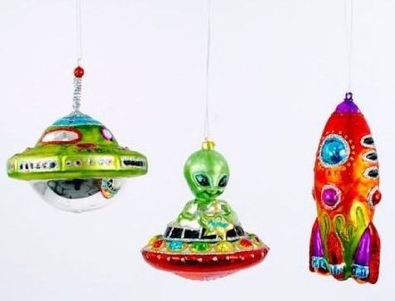 X-mas Christmas Store Flying Saucer Alien Ornaments for sale