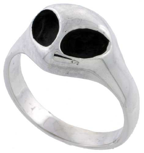 UFO Alien Head Ring Silver Unique Gift Ideas
