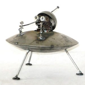Alien UFO Flying Saucer Metal Sculpture for sale
